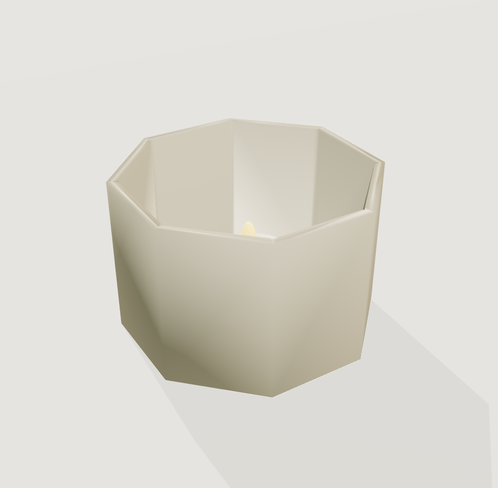 Eight facets LED candle holder, actual geometry render