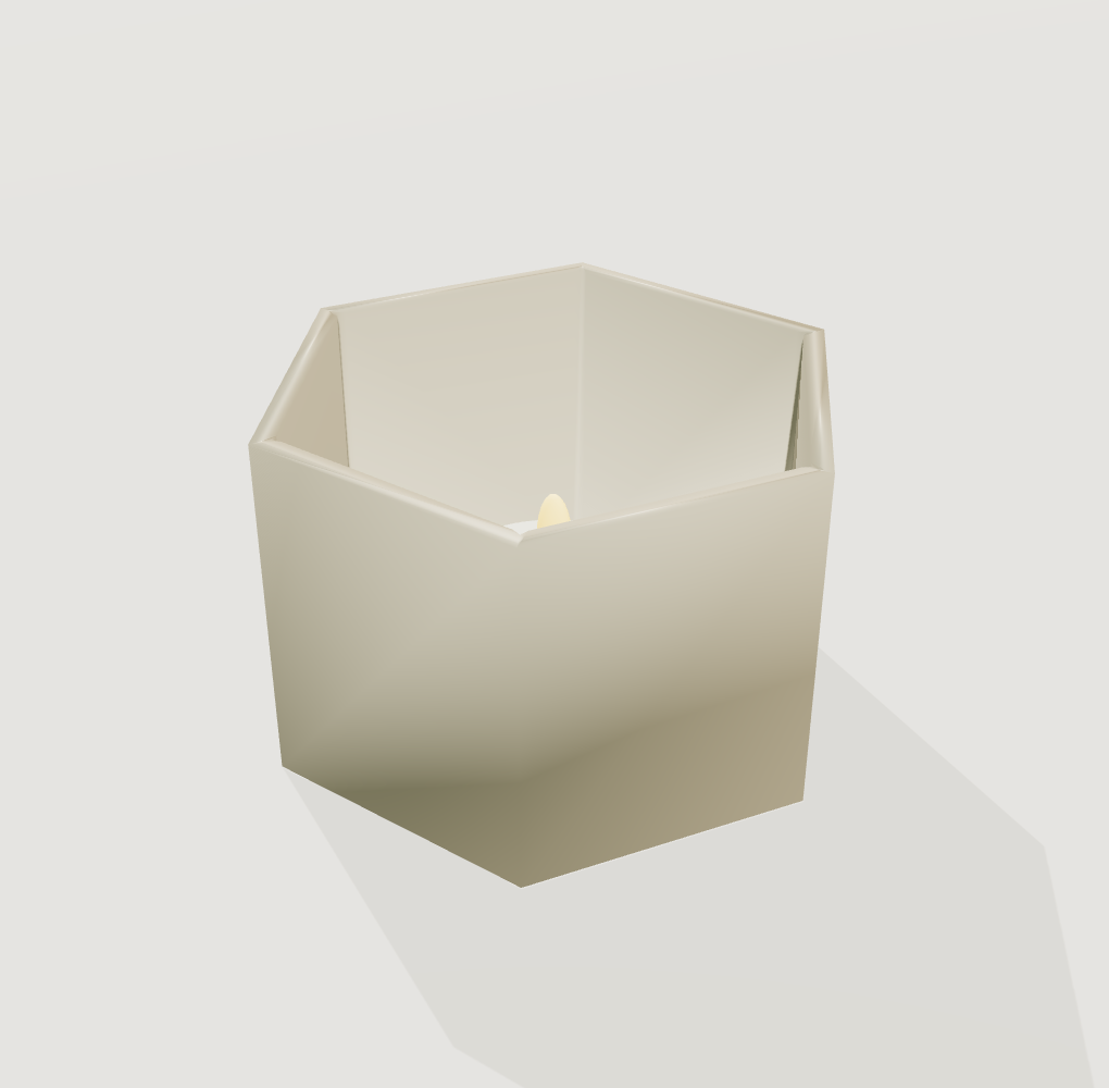 Six facets LED candle holder, actual geometry render