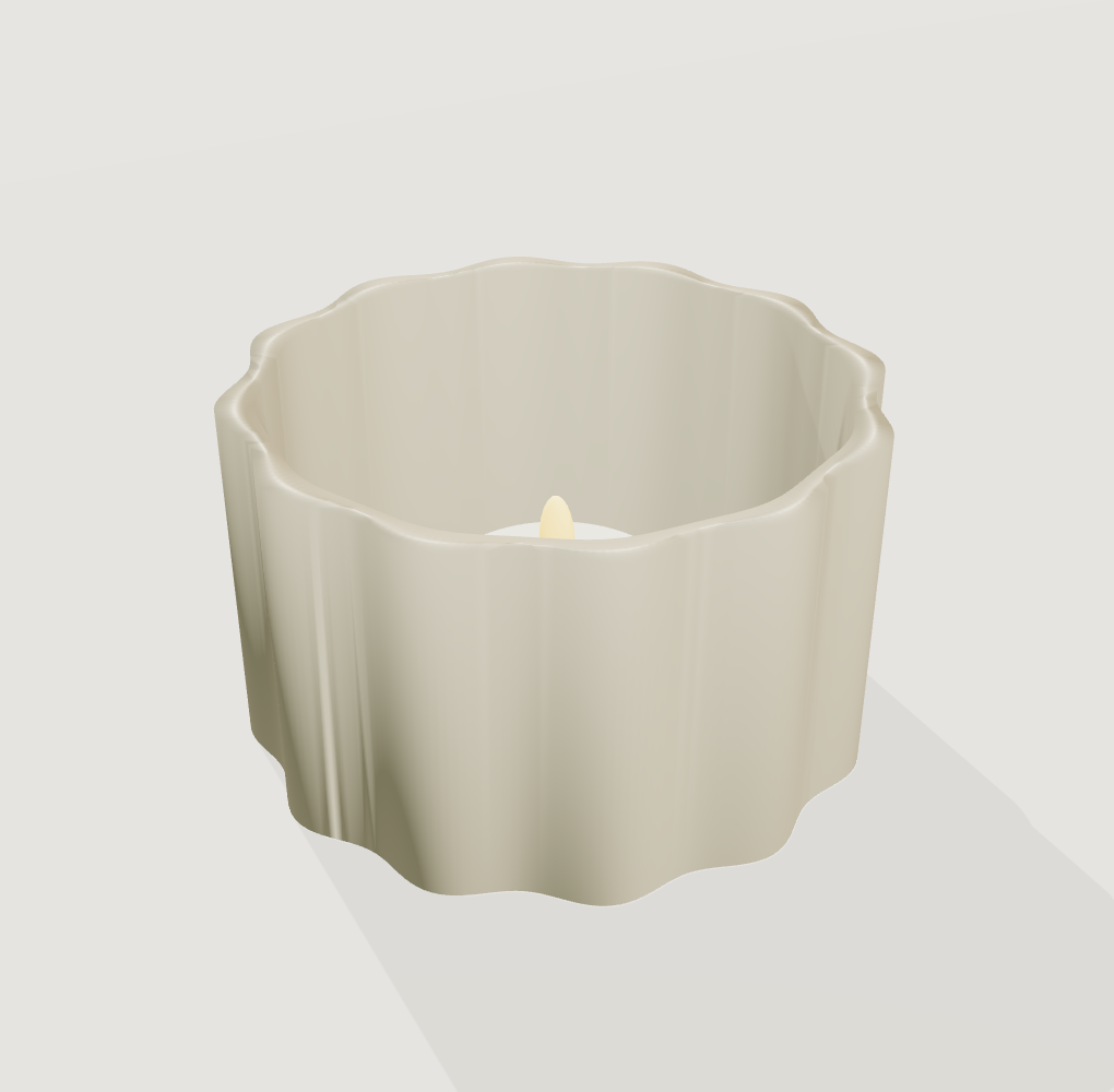 Broad flute LED candle holder, actual geometry render