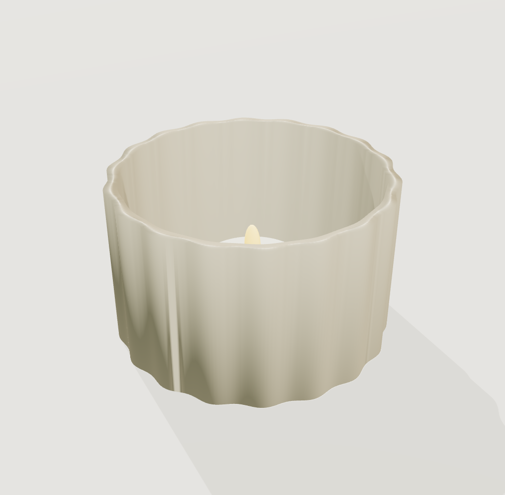 Vertical rib LED candle holder, actual geometry render