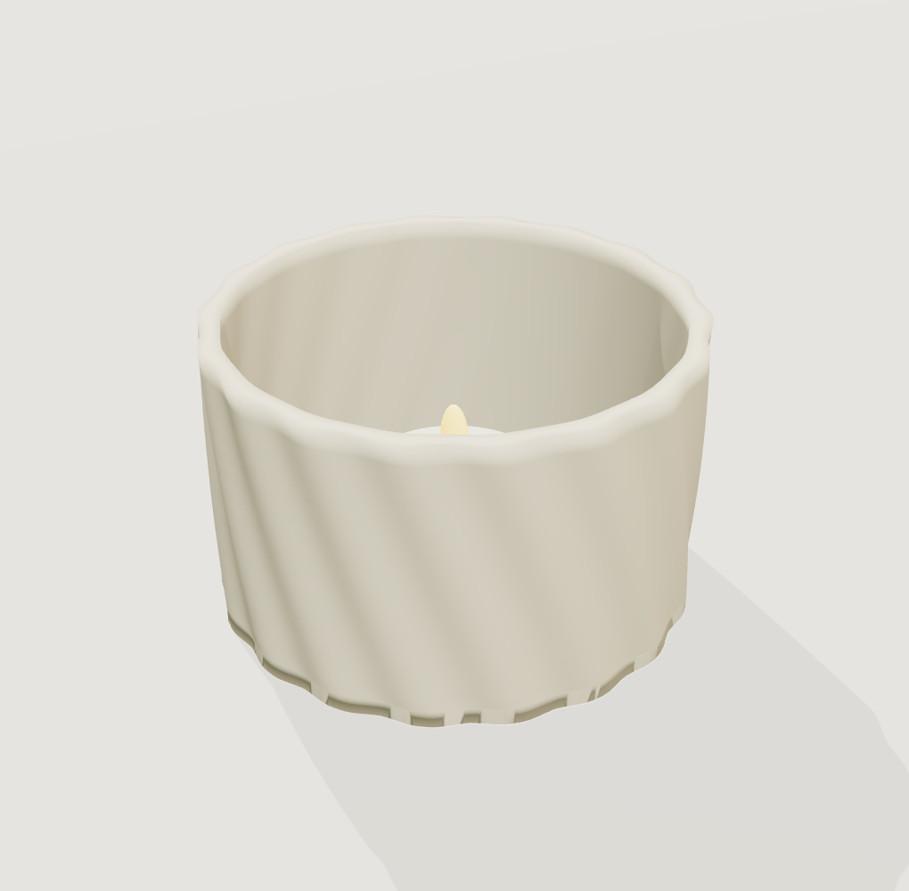 Twisted rib LED candle holder, actual geometry render