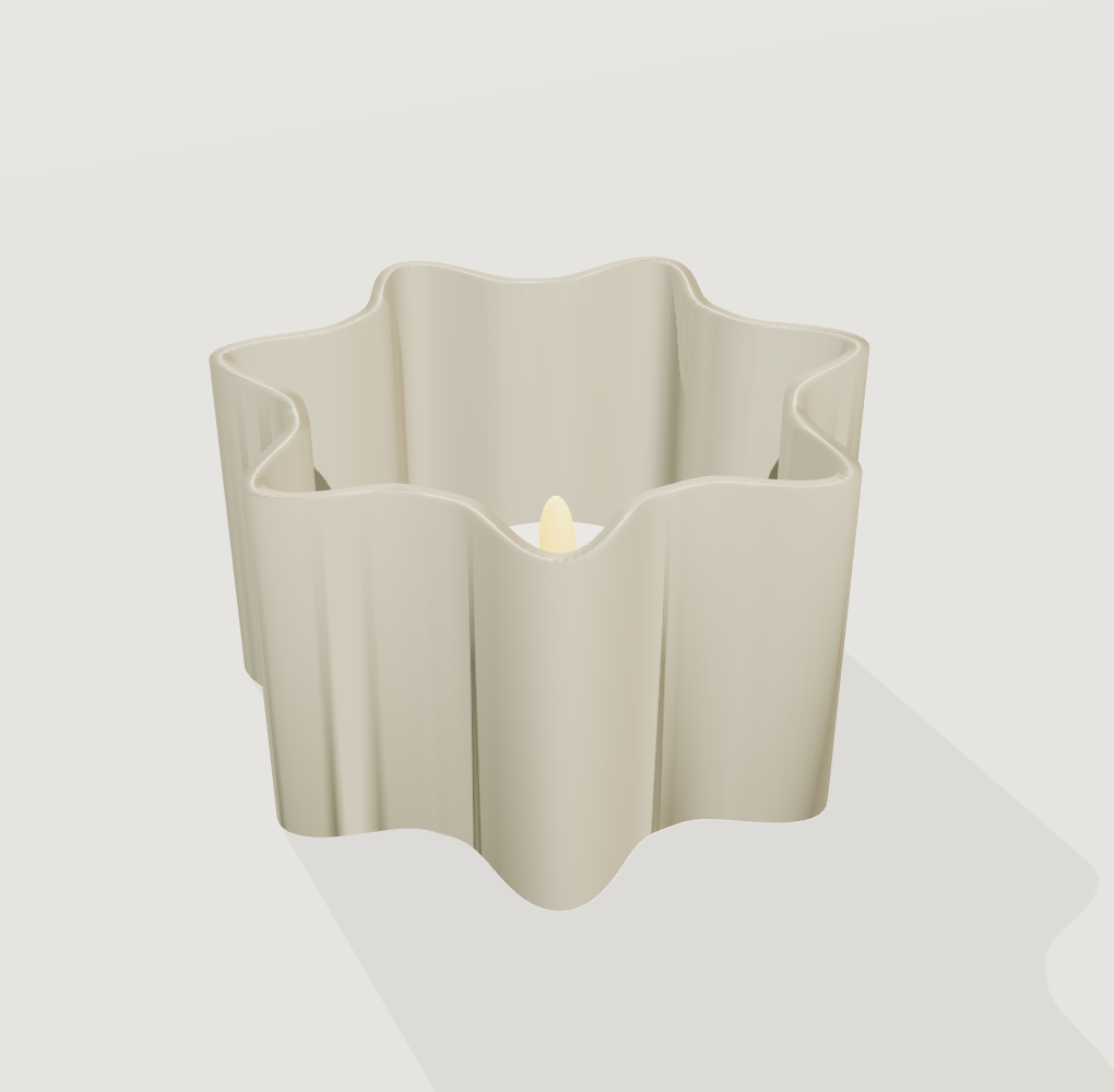 Soft star LED candle holder, actual geometry render