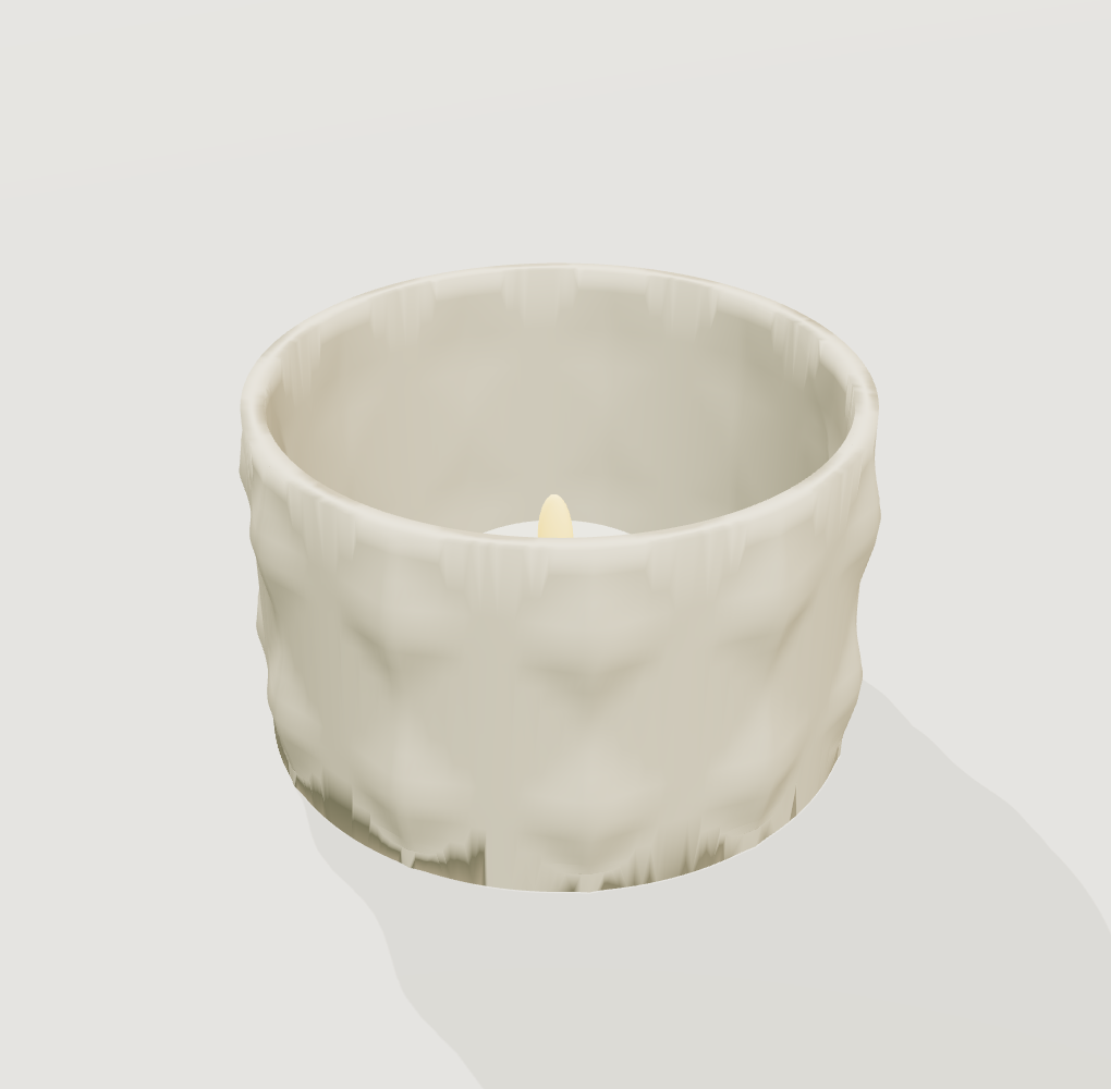 Quilt LED candle holder, actual geometry render