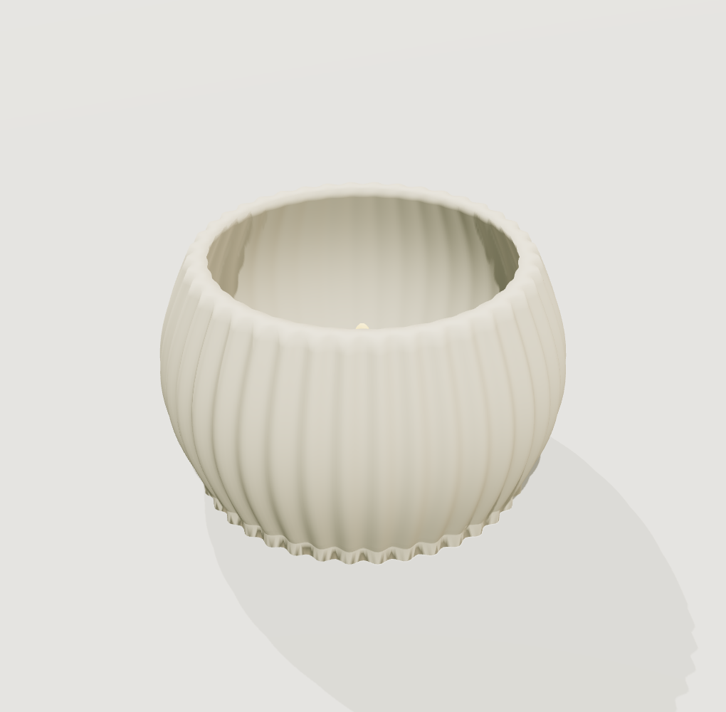 Rounded rib LED candle holder, actual geometry render