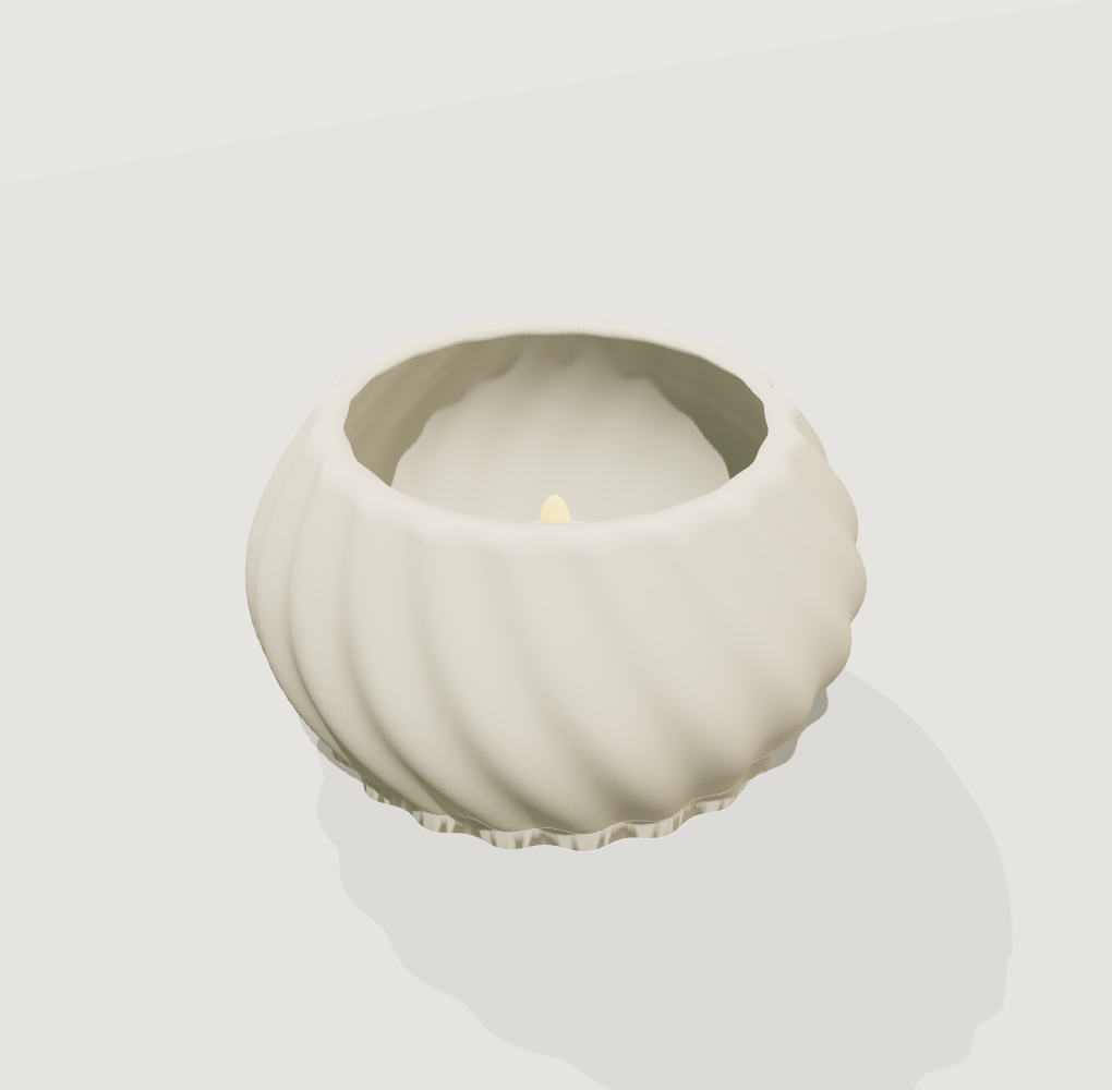 Spiral ring LED candle holder, actual geometry render